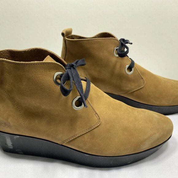 NEW ARCHE Brown Leather Chukka Wedge Boots Women’s 10 - Picture 1 of 11